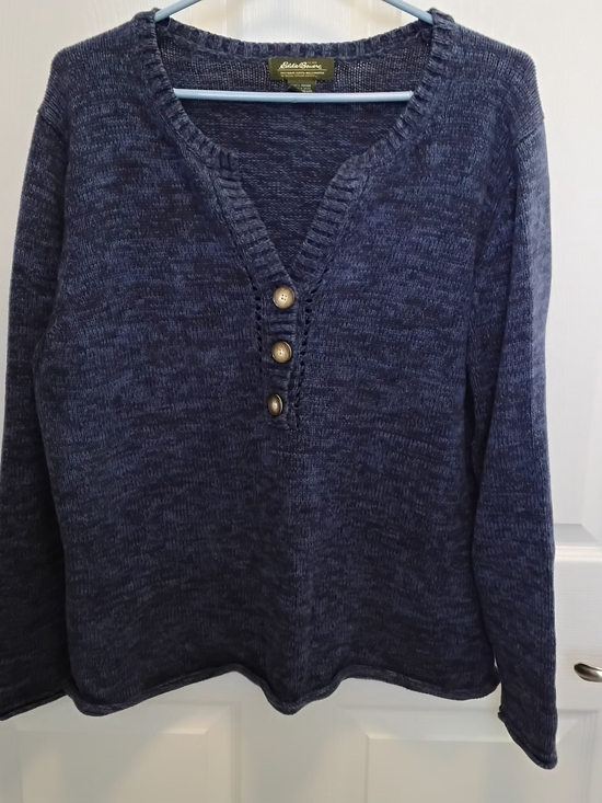 Eddie Bauer Sweaters - EDDIE BAUER Womens 100% Knit Cotton Henley Sweater SIZE XL